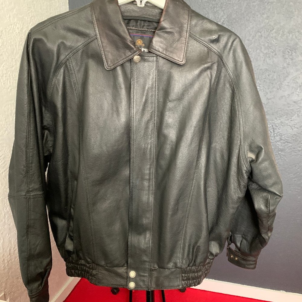 OSCAR PIEL Vintage Men's Leather Motorcycle Coat (Size XL)